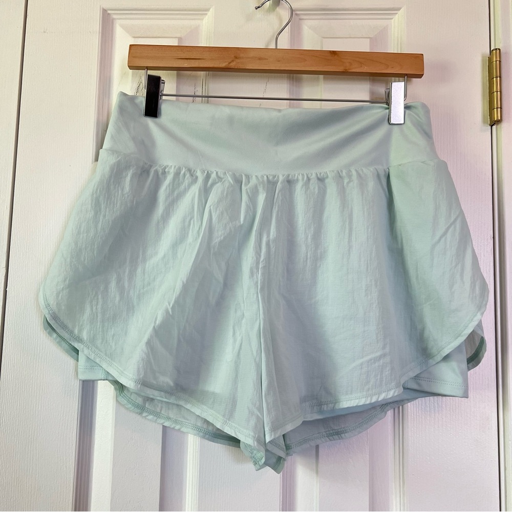 Women's Light Green 2-in-1 Run Shorts